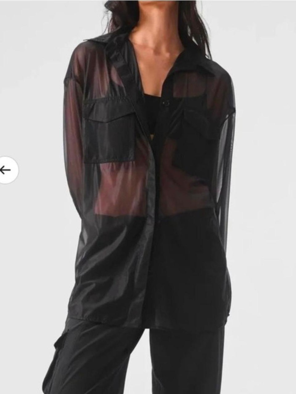 ALO Yoga Sheer Black Utility Shirt Jacket